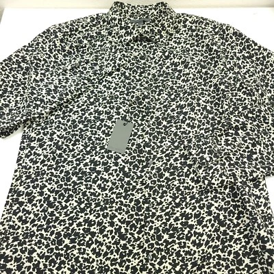 $348 John Varvatos Kinney Straight-Hem Cheetah Pearl Button Shirt Mens Medium - Image 1 of 4