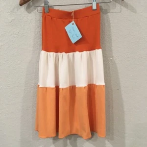 Skirt Girl 4 100% Cotton Orange Colorblock Tiered Maxi Skirt Mom & Pop's Kids - Picture 1 of 9