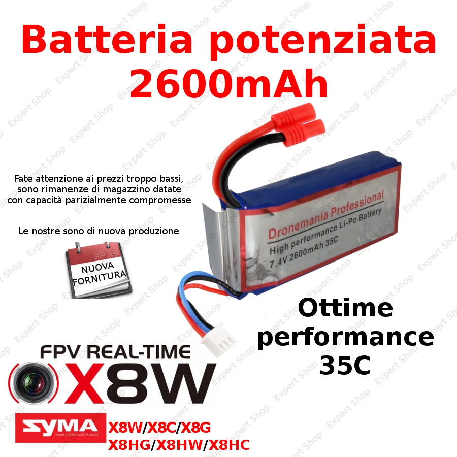 Drone SYMA X8W HEADLESS NUOVO MODELLO foto video HD microSD batteria potenziata