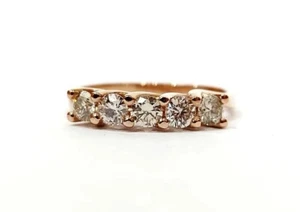Anello Riviera Astralia 5 Diamanti Brown Oro Rosa 18kt 750 Affare - Imagen 1 de 12