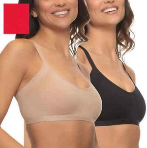 NEW Felina Women's 2 Pack Side Smoothing Bras, Tan & Black, MEDIUM, FREE SHIP - Picture 1 of 4