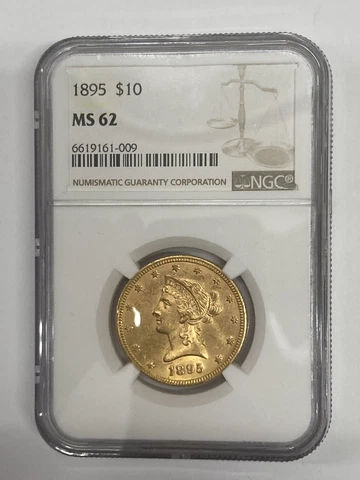 1895 $10 LIBERTY GOLD EAGLE NGC MS 62 Cover