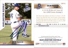 Drew Parrish Signed 2019 Choice Burlington Royals #20 Card Auto AU
