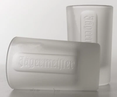 2 x Jägermeister Double Shotglas neutral satiniert 2cl/4cl Stamper Pinnchen 0048