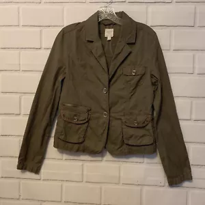 AEROPOSTALE WOMENS KHAKI OLIVE GREEN COTTON JACKET SIZE M BUTTON UP - Picture 1 of 12