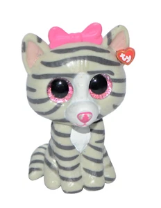 Ty Beanie Boos Cat Kitten Mini Figure Gray Striped Pink Bow Tabby 2" Tall - Picture 1 of 7