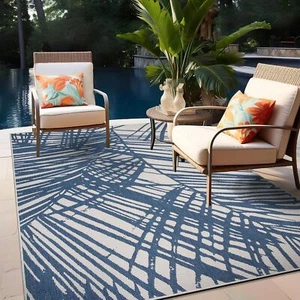 Rugshop Contemporary Nature Inspired Tropical Leaves Indoor/Outdoor Area Rug - Picture 1 of 8