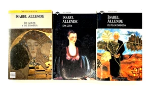 Isabel Allende 3 Book Lot, Spanish Edition Eva Luna, Plan Infinito, De amor y d - Picture 1 of 7