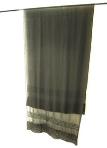Elegante Estola Negra, Cuentas Jet Crepe Transparente Bufanda Grande Chal Envoltura 71" x 19" - Imagen 1 de 1