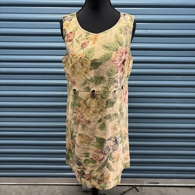 Vestido Vintage Positive Attitude Mujer Grande Pequeño Floral Lino Sin Mangas Foto 1 de 4