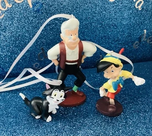 DISNEY SET OF 3 SMALL PINOCCHIO CHRISTMAS TREE DECORATIONS - Picture 1 of 2