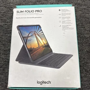 Logitech Folio Pro Slim Tastatur Hülle für iPad Pro 12,9 Zoll 3. 4. Gen Schwarz - Bild 1 von 5