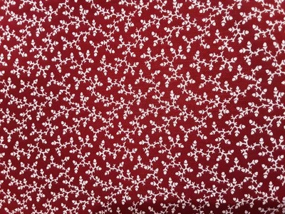 VIP Cranston Print Works Fabric White Floral On Burgundy Red 1 Yd 11 Inx44 - Image 1 of 4