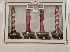 Kurt Adler kringle Glass Clip On Candle Stick Ornaments - Picture 1 of 2