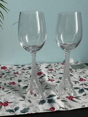 Винный бокал со стержнем Эйфелевой башни кубок 9,5 дюйма отличное состояние - Изображение 1 из 4