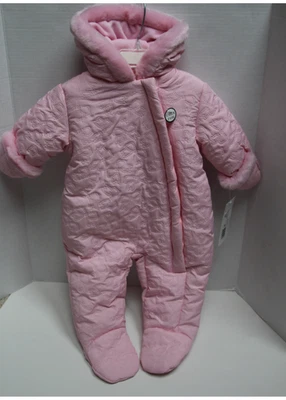 ROTHSCHILD Rosa Cochecito Traje de Nieve Acolchado Talla 6-9 Meses NUEVO con etiquetas Capucha Piel Sintética Foto 1 de 4
