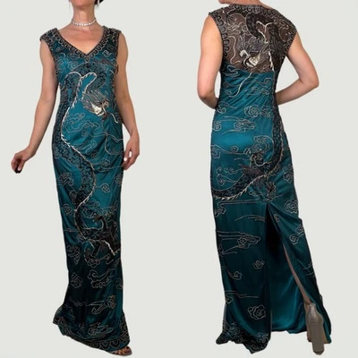 全新 Sue Wong 夜曲刺绣龙长裙 长礼服 鸡尾酒 nwt 2 — 第 1/4 张图片