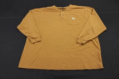 Carhartt Henley Mens Long Sleeve Pocket Carhartt Brown Work Shirt Size 3XLT Tall - Image 1 of 4