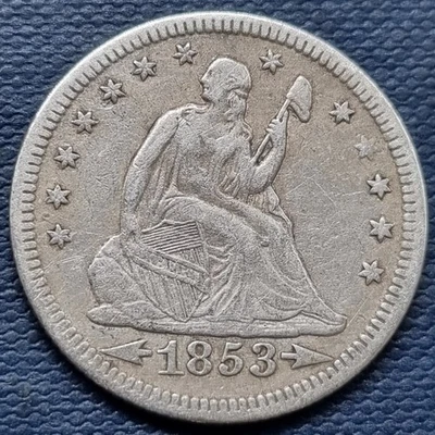 1853 Seated Liberty Quarter 25c Better Grade VF #96566 - Image 1 of 2