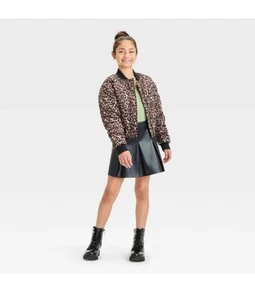 Girls' Leopard Bomber Jacket - art class Brown M (8)NWT - Picture 1 of 9