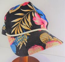 Vtg 80s Hawaiian Floral Flower Pattern Hat Snapback Hibiscus Magnum P.I. Style