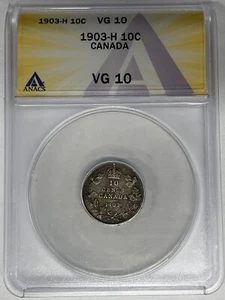1903-H Canada 10 Cent Coin ANACS VG 10 - Picture 1 of 2