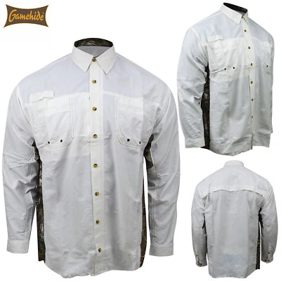 Gamehide Dockside Performance Lightweight Fishing Shirt (S)- White/RTX - Image 1 of 4