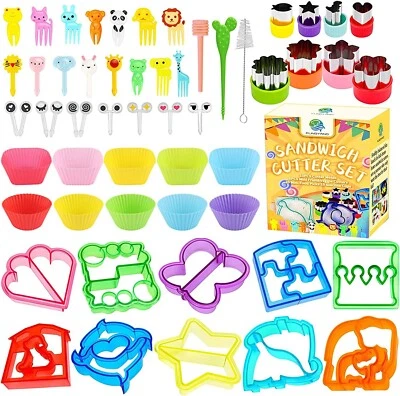 Lunch Bento Box Accessories Kit w/ Sandwich Bread Fruit Cutter Animal Food Picks - image 1 of 4