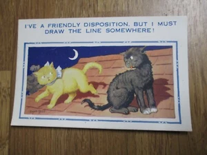 Donald McGill Comic Postcard - "I've s friendly dispostion ..." (Unposted) Cats - Picture 1 of 2