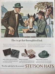 Pubblicità stampa cappelli Stetson vintage 1947, come ottenere quel look purosangue - Foto 1 di 1