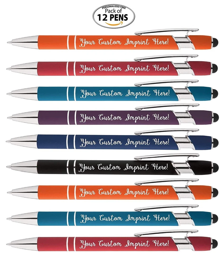 12 bolígrafos personalizados de goma arco iris bolígrafos de metal personalizados bolígrafos lápiz óptico Foto 1 de 1