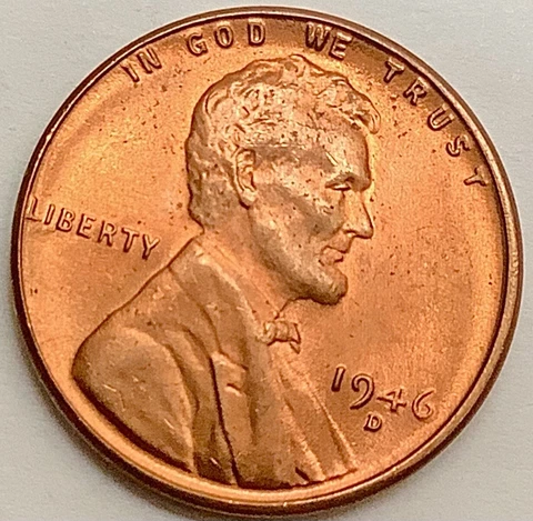 1946 D  BU Uncirculated Red RD - Lincoln Wheat Cent ~ A834 Cover