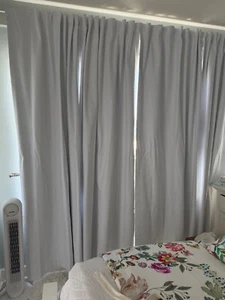 Faux Linen Blackout Curtains 96 L "x 50 W, Back Tab/Rod Pocket Pair/2 - Picture 1 of 10