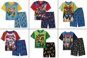 NWT Boys Minion Pajamas Size 8 Shirt Shorts Summer Set Medium M Blue Yellow NEW  - Picture 1 of 7