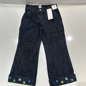 Gymboree Fashion Flower Girls 4 Jeans Denim Cuffed Pants - Picture 1 of 8