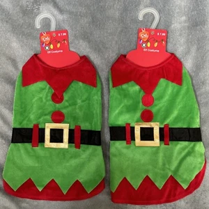 Matching NEW Elf Pet Dog (2) Costumes, MEDIUM (Pets 13” Neck To Tail 10-19 lbs) - Picture 1 of 8