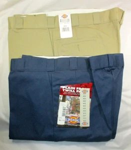 NWT~2 Pair Vtg (70s) DICKIES 874 Twill Poly/Cot Work Pants~48x30~Beige & Navy - Picture 1 of 4