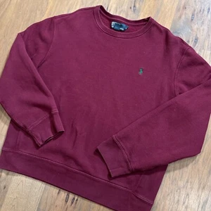 Sudadera De Colección Polo Ralph Lauren Para Hombres XL Roja Polar Algodón Pullover Preppy - Imagen 1 de 9