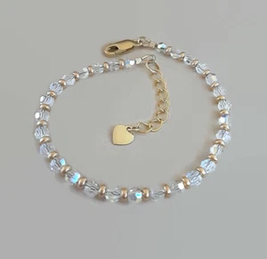 Crystal AB Bracelet made with Swarovski & 14k Gold Filled 18.5 cms + Ext - Picture 1 of 6