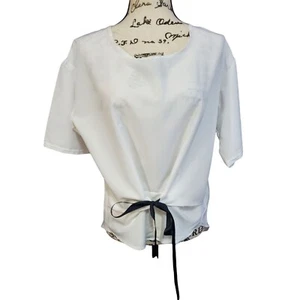 Top donna bianco cinch/faux wrap manica corta - XL - Foto 1 di 7