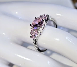 Ladies Pink & White Promise Ring,  Sizes , O, T or X  - Picture 1 of 10