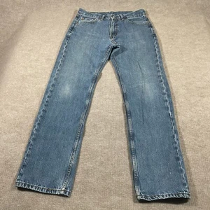 Levis 505 Blue Denim Jeans Mens 32x31 Straight Leg Dark Wash Streetwear - Picture 1 of 16