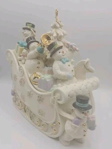 Servidor cubierto muñeco de nieve Lenox porcelana fina Navidad 2004 retirado como nuevo con caja - Imagen 1 de 24