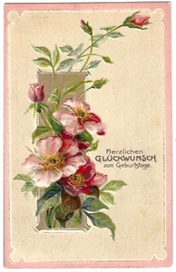 Gruß ""Herzlichen Gluckwunsch"" Geburtstage Postkarte alte Vintage Karte PC - Bild 1 von 2