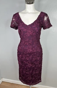 JS Collections Burgundy Soutache Mesh Sheath Cocktail Party Dress Sz 6 - Picture 1 of 16