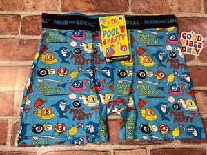 New Mens Main and Local Brand Boxer Briefs sz Medium “Pool Party” Blue - Picture 1 of 6