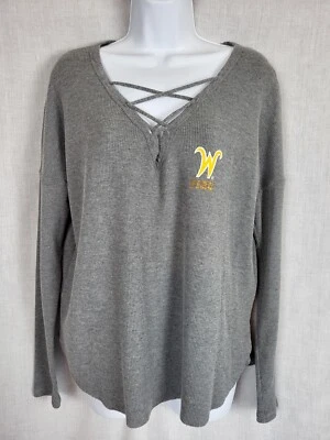 VICTORIAS SECRET PINK WSU Wichita State Shockers Shirt Womens L College Laced - Image 1 of 4