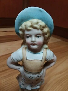 Sweet Girl Porcelain Bisque  Match Stick Strike Holder Figurine Marked 1890 - Picture 1 of 12