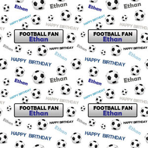 PERSONALISED HAPPY BIRTHDAY FOOTBALL FAN NAME WRAPPING PRESENT WRAP PAPER 