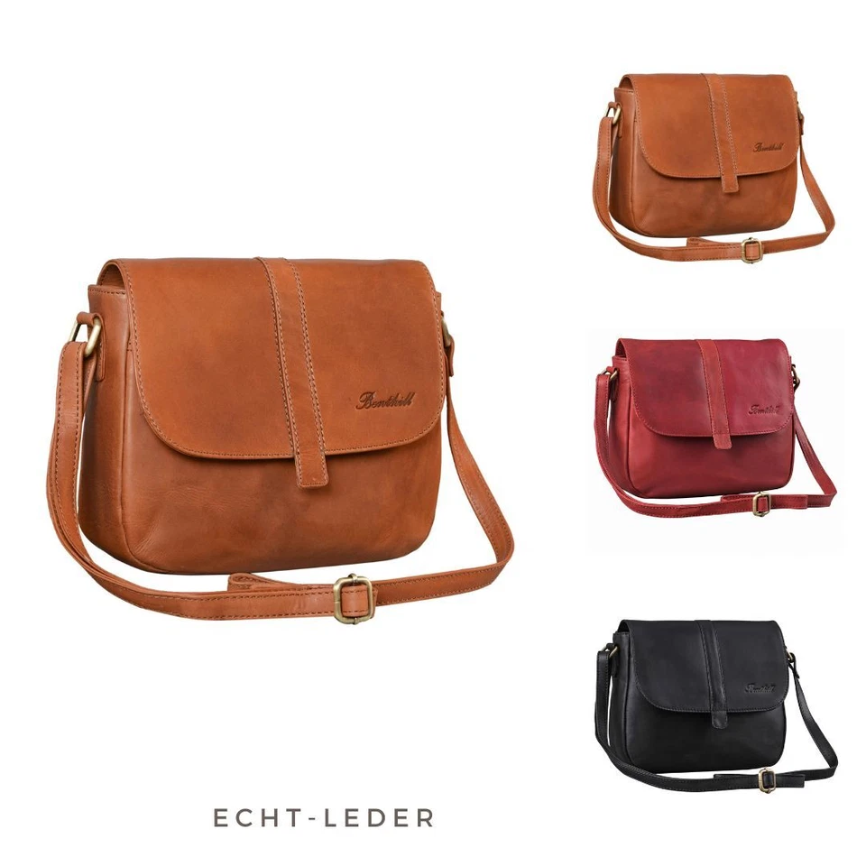 BENTHILL Damen Tasche Echt Leder Handtasche Schultertasche Vintage Umhängetasche